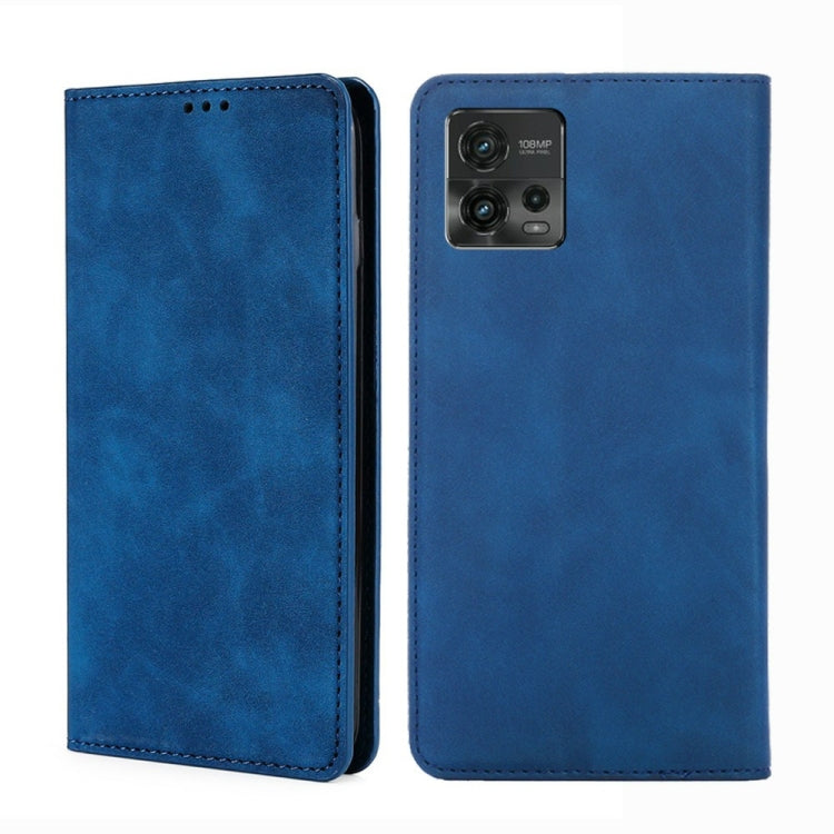 For Motorola Moto G72 4G Skin Feel Magnetic Horizontal Flip Leather Phone Case