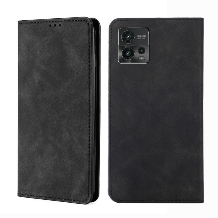 For Motorola Moto G72 4G Skin Feel Magnetic Horizontal Flip Leather Phone Case
