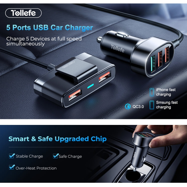 JOYROOM CL03 PRO 45W 5-ports USB Car Charging with Extended HUB(Black)