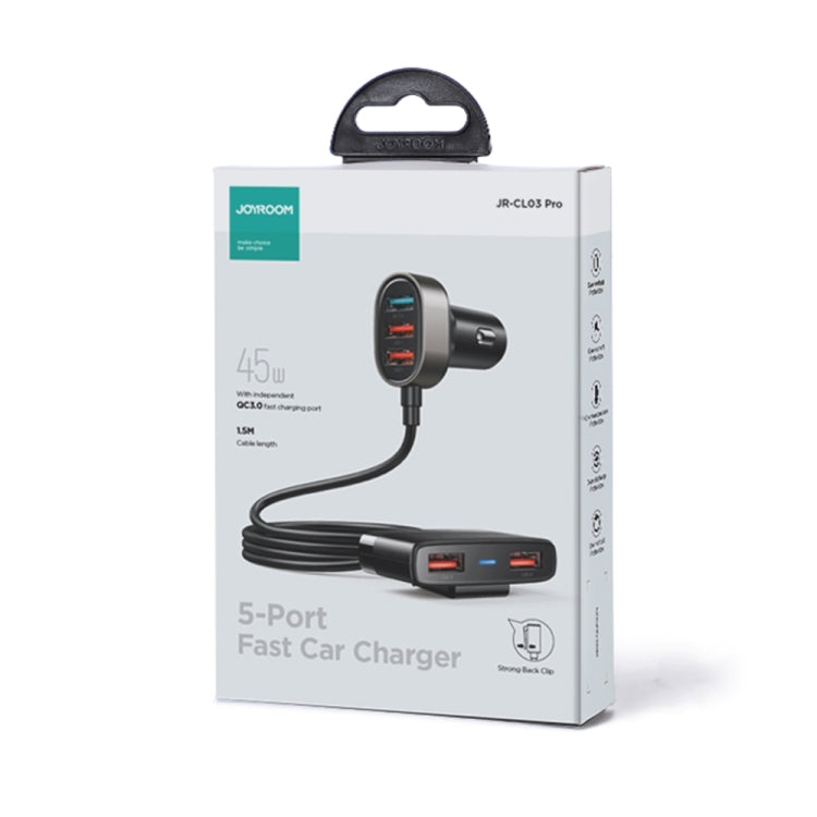 JOYROOM CL03 PRO 45W 5-ports USB Car Charging with Extended HUB(Black)