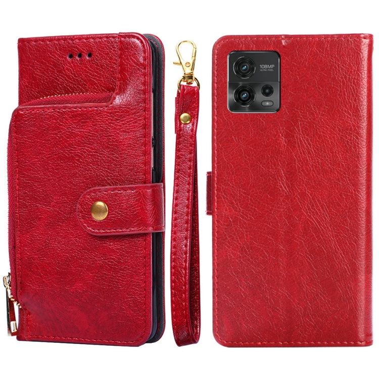 For Motorola Moto G72 4G Zipper Bag Leather Phone Case