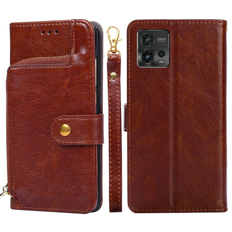 For Motorola Moto G72 4G Zipper Bag Leather Phone Case