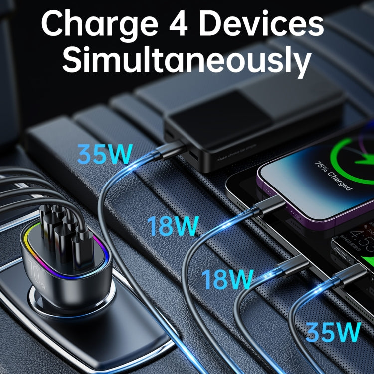 JOYROOM JR-CL29  70W 4-Port USB + Type-C Car Charger(Black)