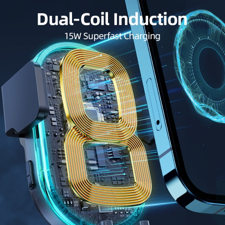 JOYROOM JR-ZS299 15W Double-Coil Wireless Charger Car Dashboard Phone Holder(Black)