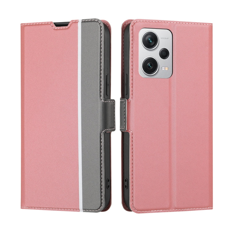 For Xiaomi Redmi Note 12 Pro+ China Twill Texture Side Button Leather Phone Case