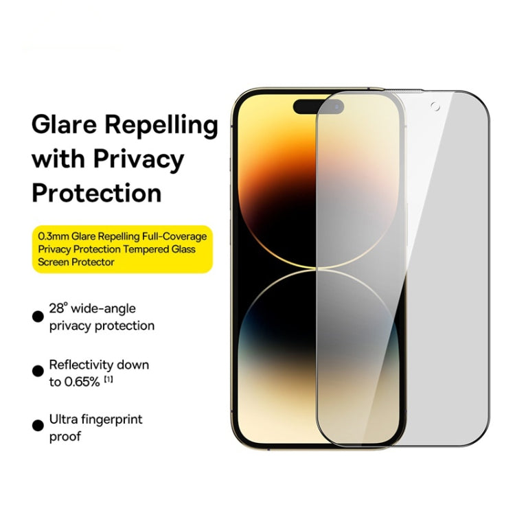 For iPhone 14 Pro Max Baseus 0.3mm AR Transparent Full Screen Anti-peep Tempered Glass Film