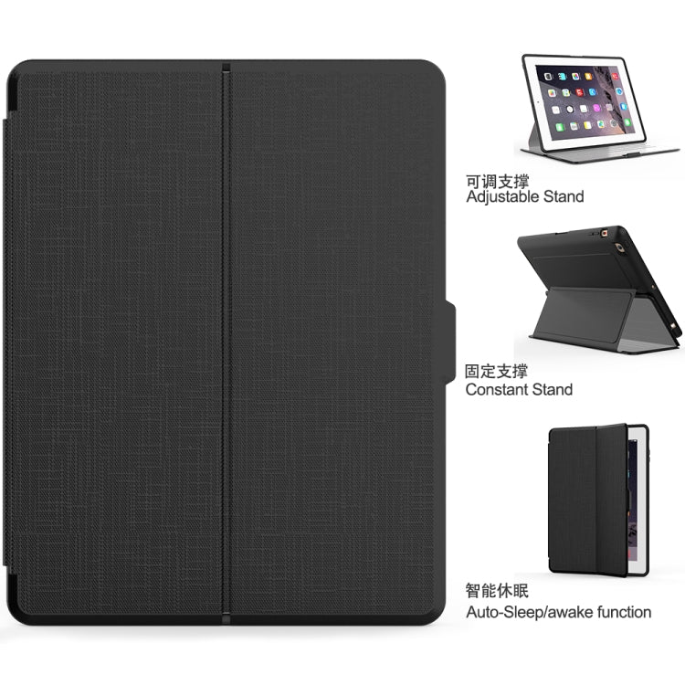 For iPad 2 / 3 / 4 PC + TPU Silk Texture Horizontal Flip Smart Covers with Holder