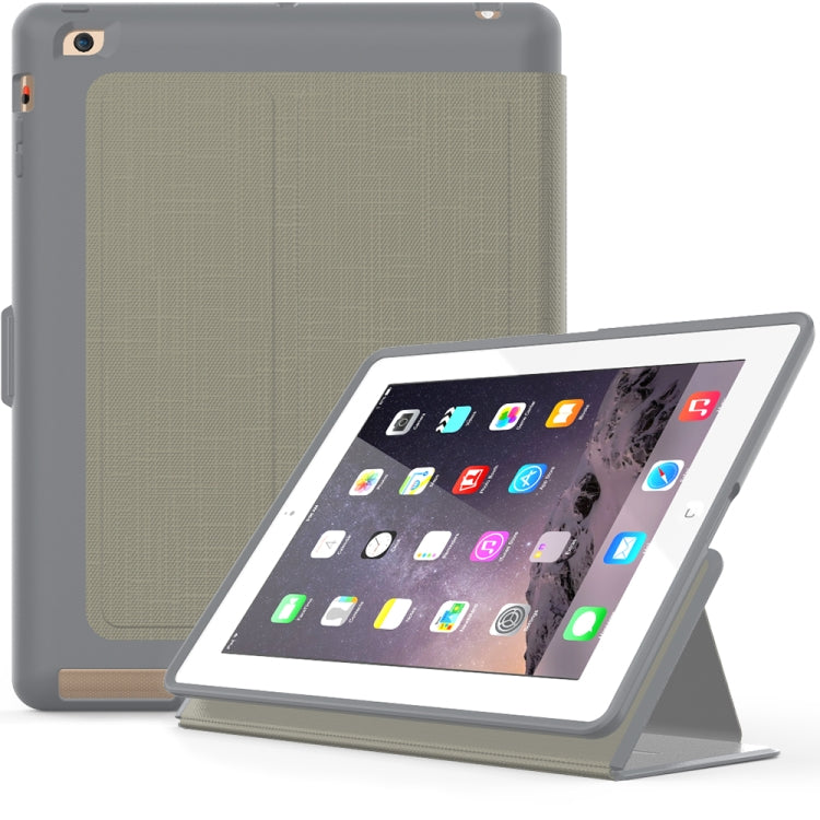 For iPad 2 / 3 / 4 PC + TPU Silk Texture Horizontal Flip Smart Covers with Holder