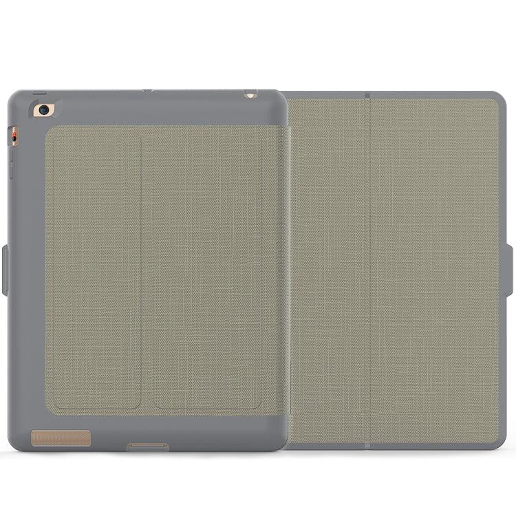 For iPad 2 / 3 / 4 PC + TPU Silk Texture Horizontal Flip Smart Covers with Holder