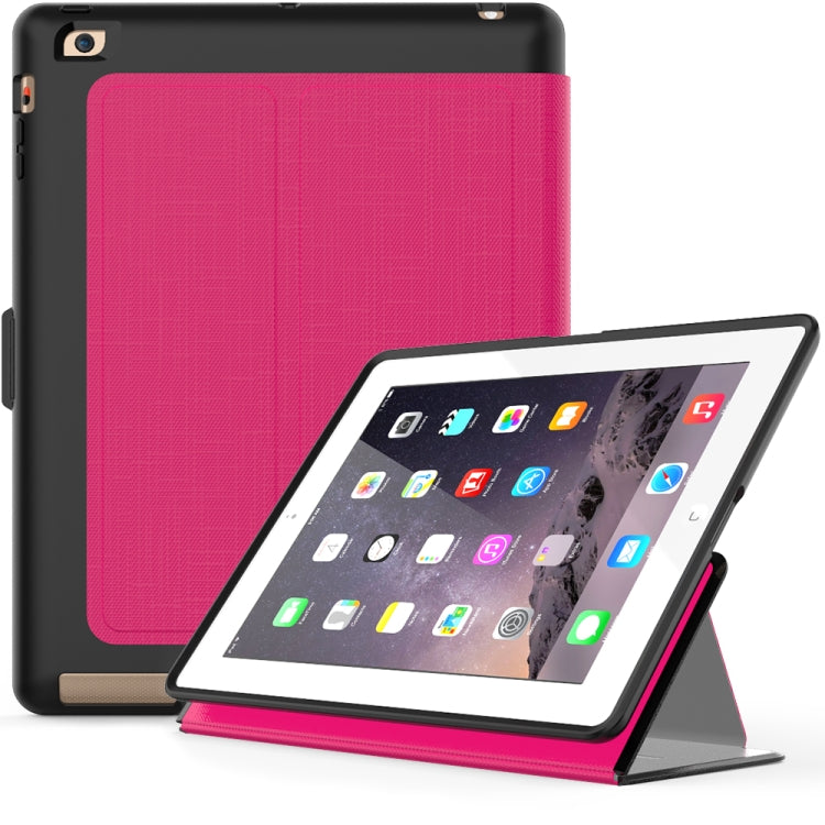 For iPad 2 / 3 / 4 PC + TPU Silk Texture Horizontal Flip Smart Covers with Holder