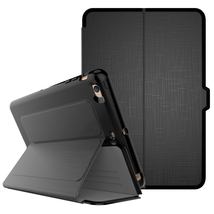 For iPad mini 1/ 2 / 3 PC + TPU Silk Texture Horizontal Flip Smart Covers with Holder