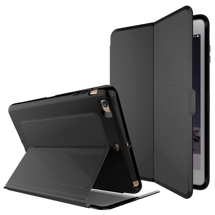 For iPad mini 1/ 2 / 3 PC + TPU Silk Texture Horizontal Flip Smart Covers with Holder