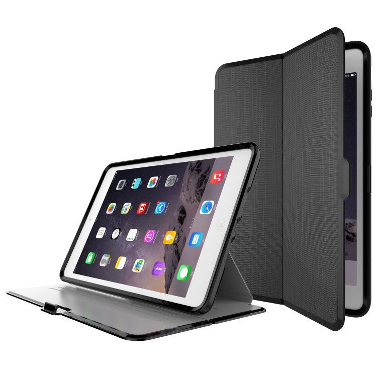 For iPad mini 1/ 2 / 3 PC + TPU Silk Texture Horizontal Flip Smart Covers with Holder