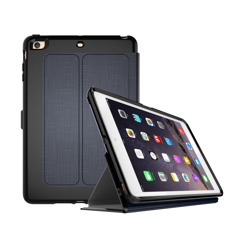 For iPad mini 1/ 2 / 3 PC + TPU Silk Texture Horizontal Flip Smart Covers with Holder