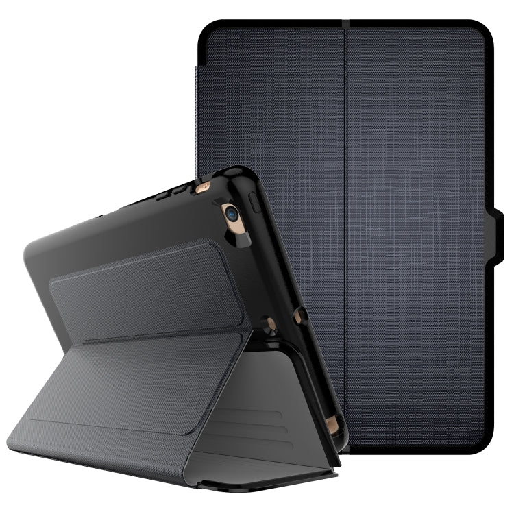 For iPad mini 1/ 2 / 3 PC + TPU Silk Texture Horizontal Flip Smart Covers with Holder