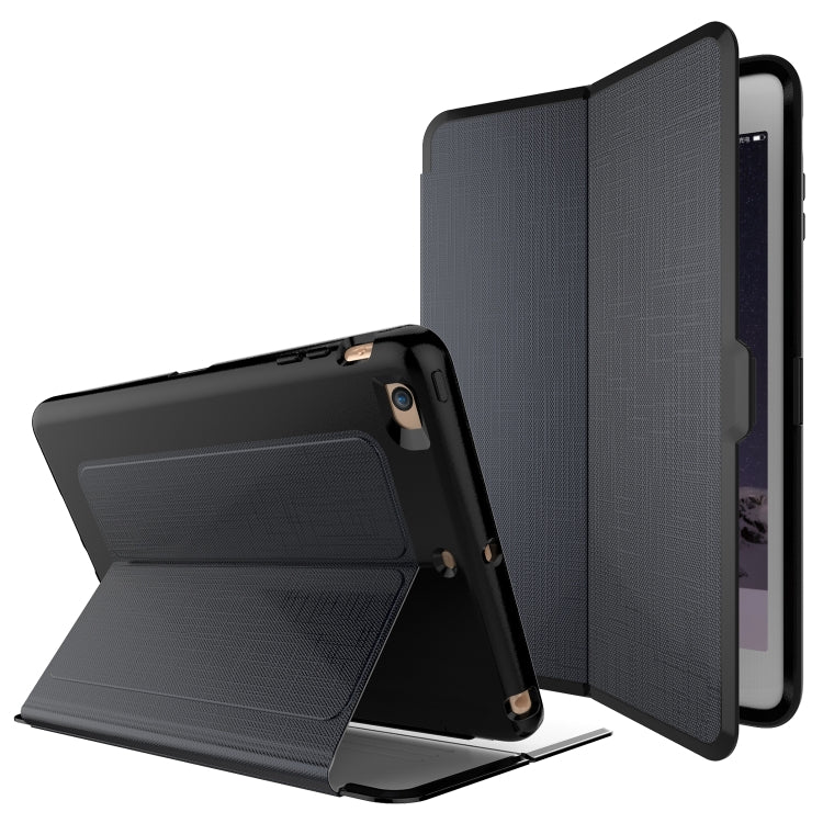 For iPad mini 1/ 2 / 3 PC + TPU Silk Texture Horizontal Flip Smart Covers with Holder