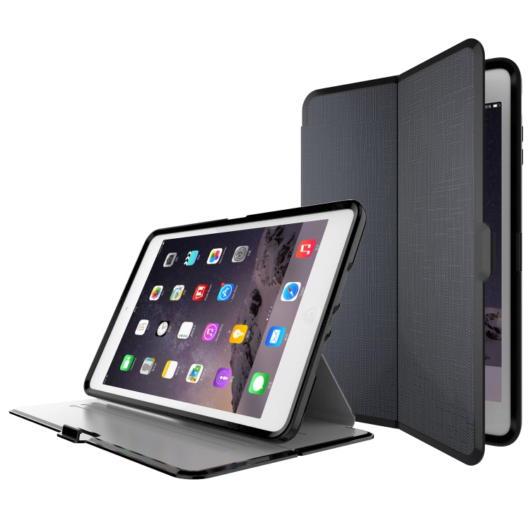 For iPad mini 1/ 2 / 3 PC + TPU Silk Texture Horizontal Flip Smart Covers with Holder