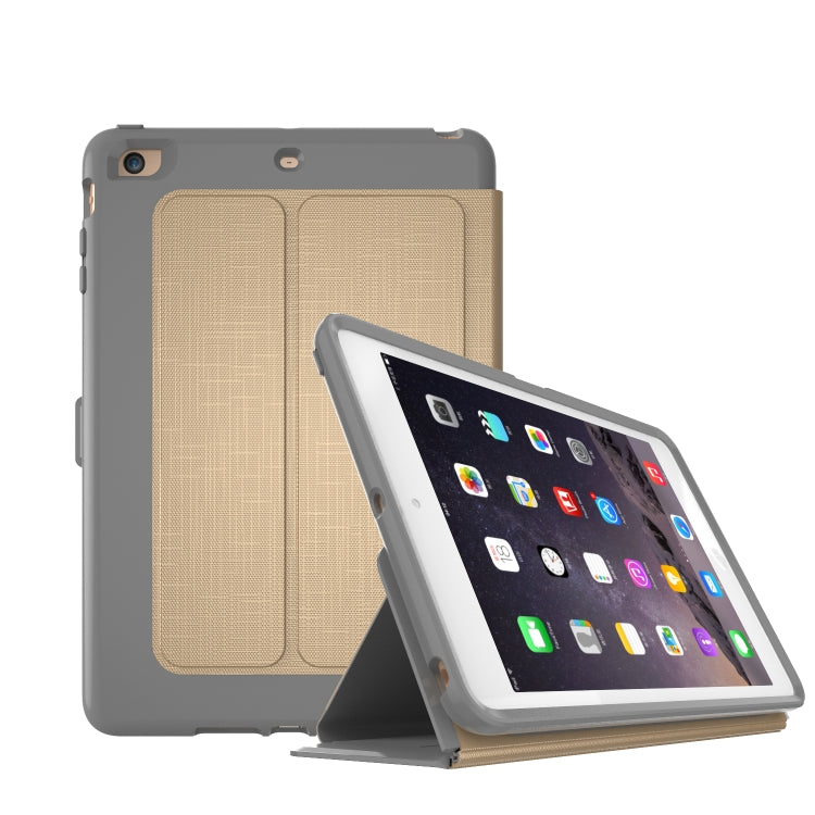 For iPad mini 1/ 2 / 3 PC + TPU Silk Texture Horizontal Flip Smart Covers with Holder