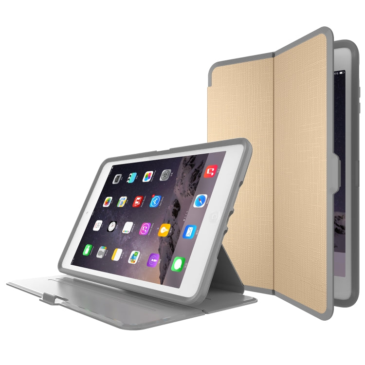 For iPad mini 1/ 2 / 3 PC + TPU Silk Texture Horizontal Flip Smart Covers with Holder