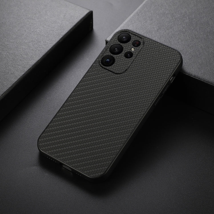 For Samsung Galaxy S23 Ultra 5G Accurate Hole Carbon Fiber Texture PU Phone Case