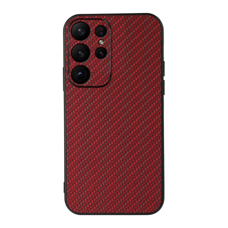 For Samsung Galaxy S23 Ultra 5G Accurate Hole Carbon Fiber Texture PU Phone Case