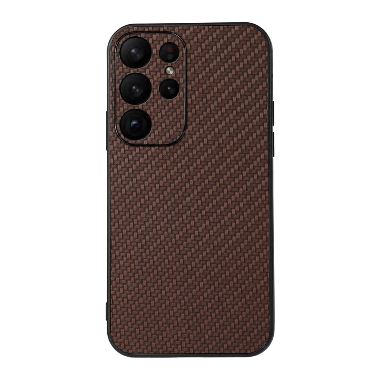 For Samsung Galaxy S23 Ultra 5G Accurate Hole Carbon Fiber Texture PU Phone Case