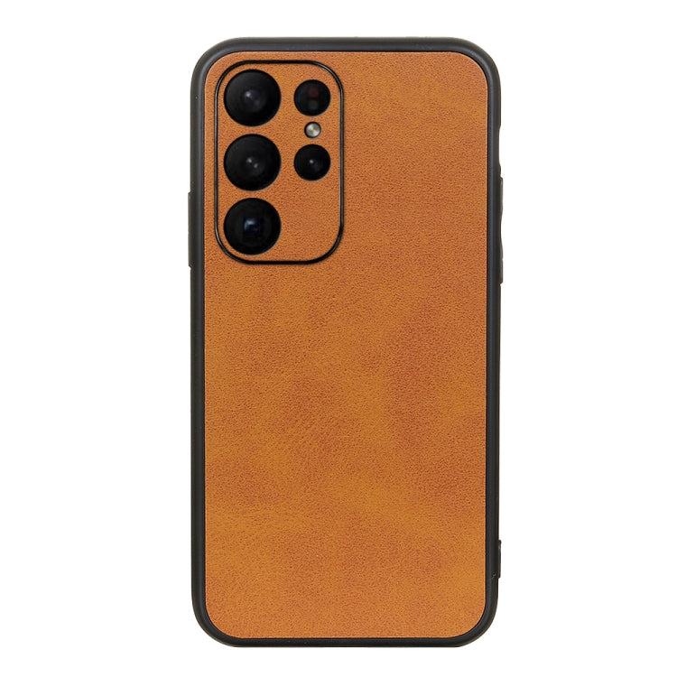 For Samsung Galaxy S23 Ultra 5G Accurate Hole Two-color Calf Texture PU Phone Case