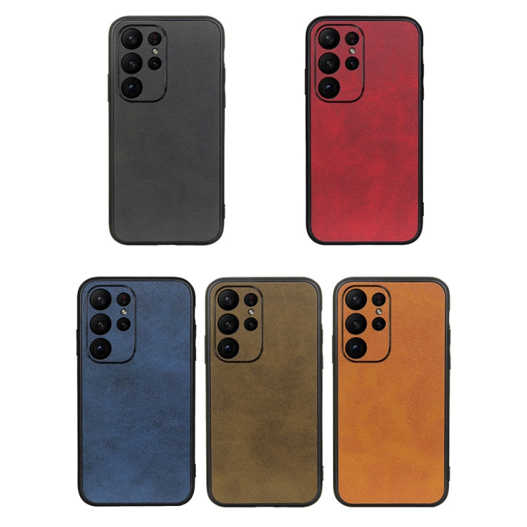 For Samsung Galaxy S23 Ultra 5G Accurate Hole Two-color Calf Texture PU Phone Case