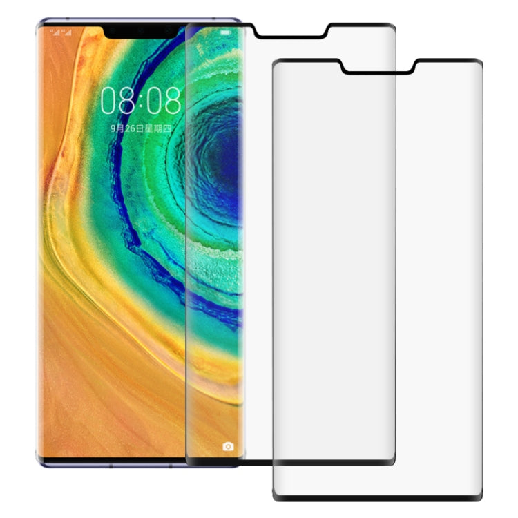 2 PCS 3D Curved Silk-screen PET Full Coverage Protective Film for Huawei Mate 30 Pro(Black)