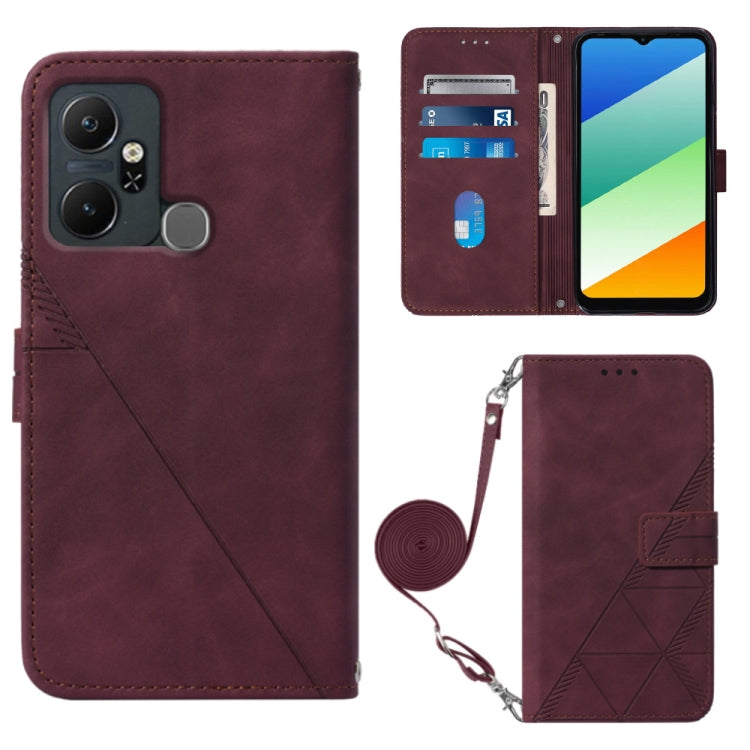 For Infinix Smart 6 Plus X6823 Crossbody 3D Embossed Flip Leather Phone Case