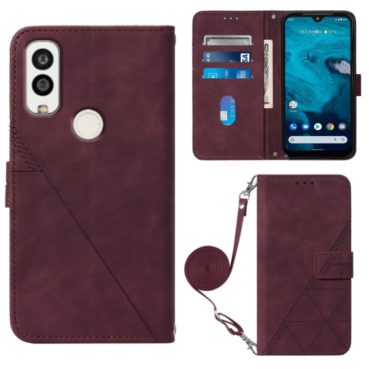 For Kyocera Android One S9 Crossbody 3D Embossed Flip Leather Phone Case