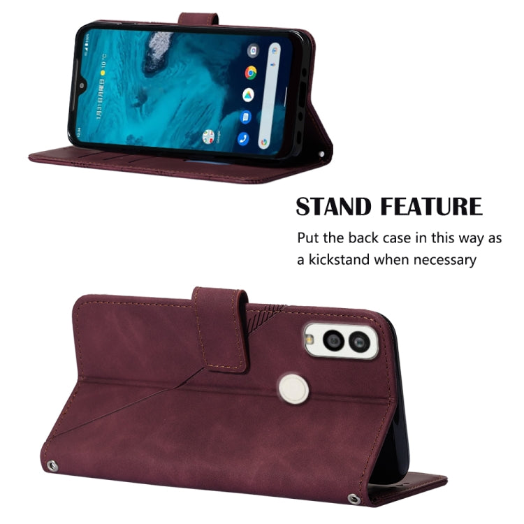 For Kyocera Android One S9 Crossbody 3D Embossed Flip Leather Phone Case