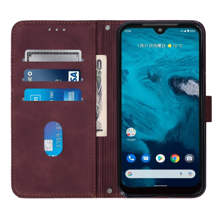 For Kyocera Android One S9 Crossbody 3D Embossed Flip Leather Phone Case