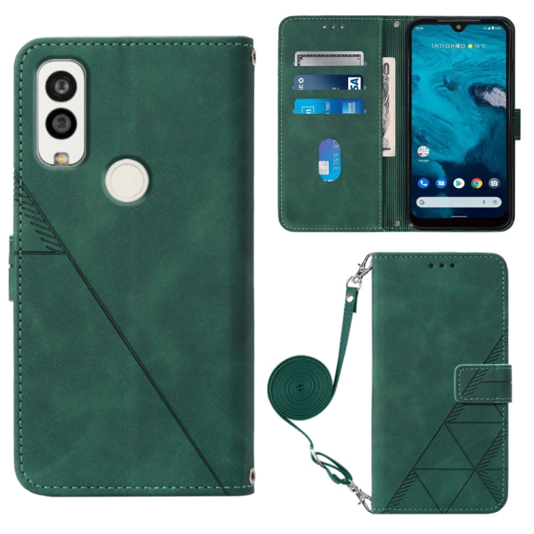 For Kyocera Android One S9 Crossbody 3D Embossed Flip Leather Phone Case