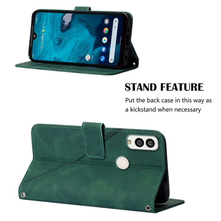 For Kyocera Android One S9 Crossbody 3D Embossed Flip Leather Phone Case