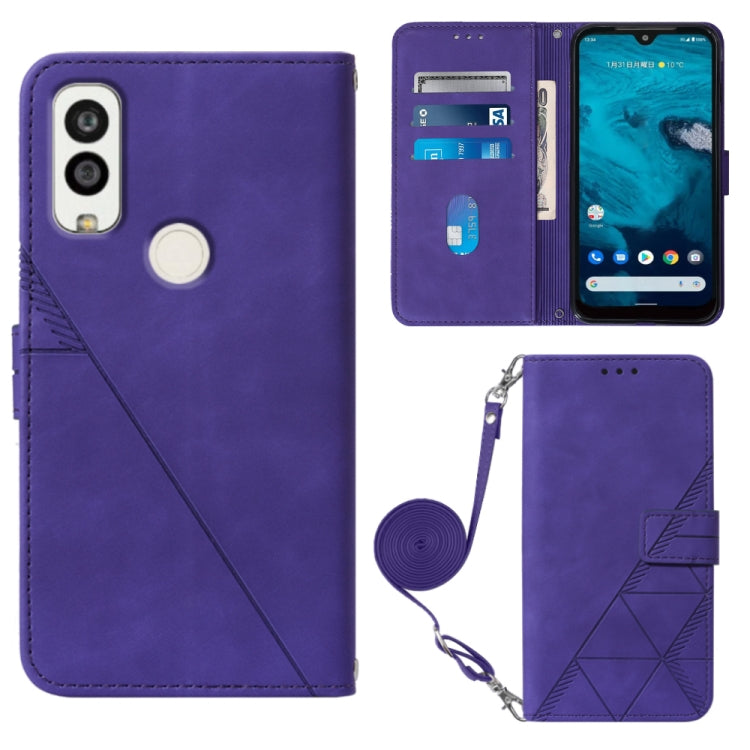 For Kyocera Android One S9 Crossbody 3D Embossed Flip Leather Phone Case