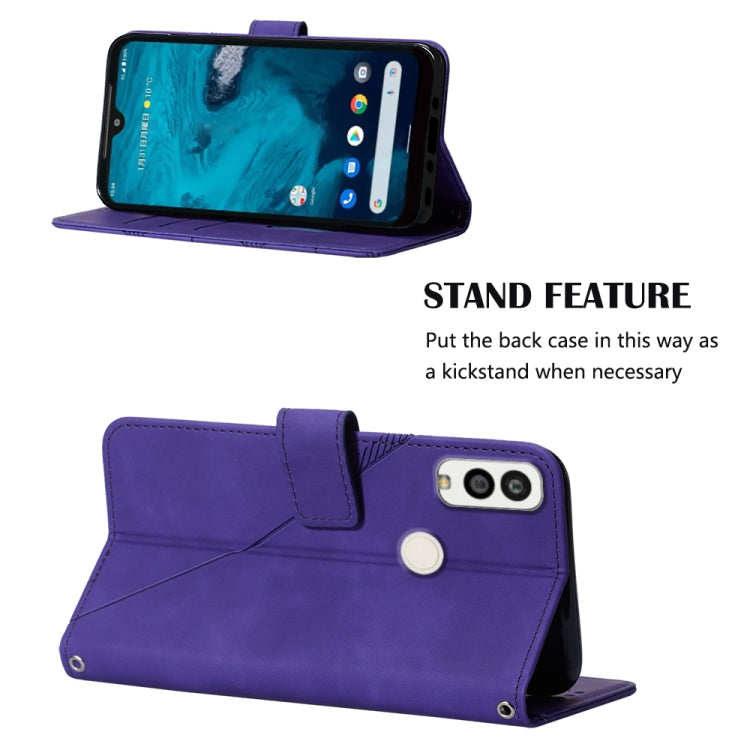 For Kyocera Android One S9 Crossbody 3D Embossed Flip Leather Phone Case