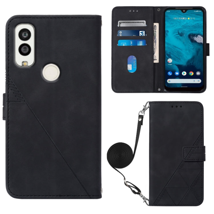 For Kyocera Android One S9 Crossbody 3D Embossed Flip Leather Phone Case