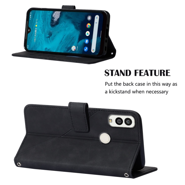 For Kyocera Android One S9 Crossbody 3D Embossed Flip Leather Phone Case