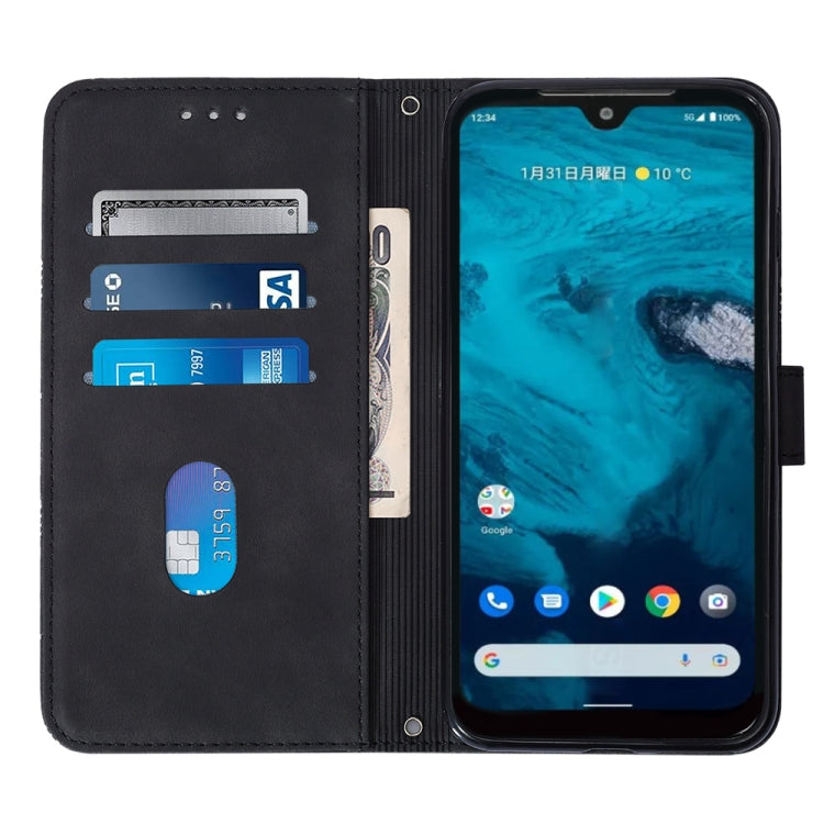For Kyocera Android One S9 Crossbody 3D Embossed Flip Leather Phone Case