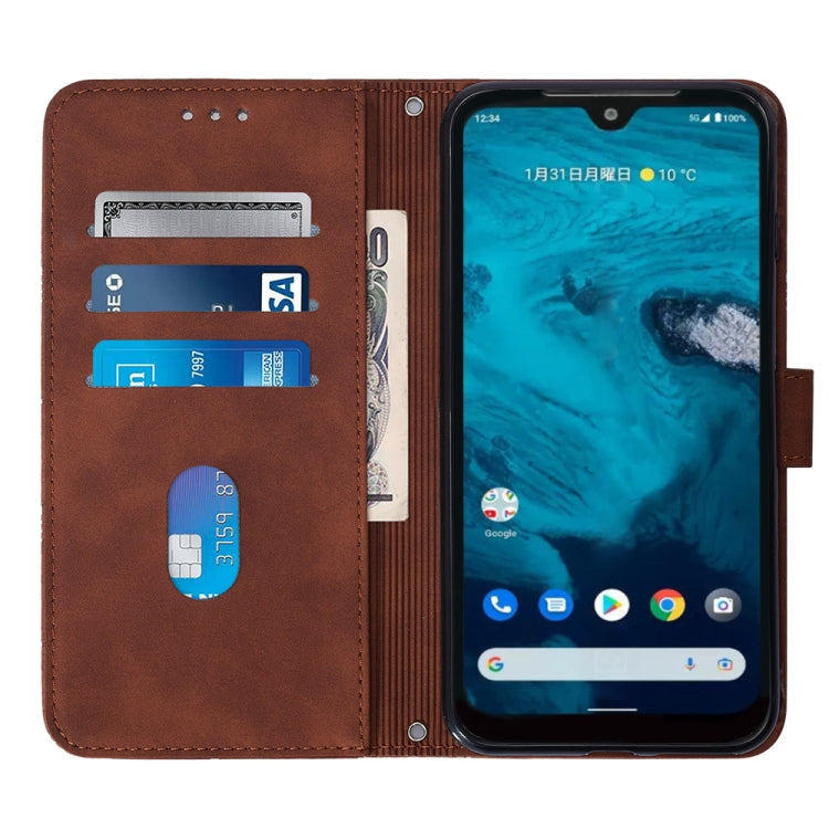 For Kyocera Android One S9 Crossbody 3D Embossed Flip Leather Phone Case