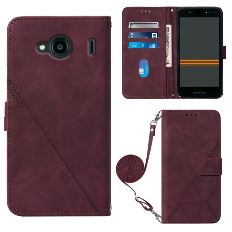 For Kyocera Qua Phone QX KYV42 Crossbody 3D Embossed Flip Leather Phone Case