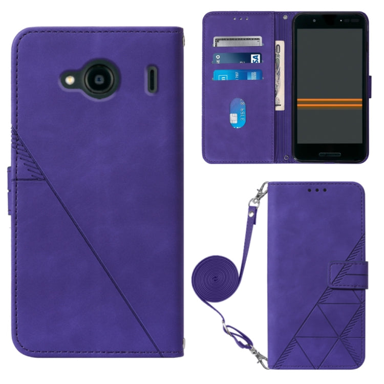 For Kyocera Qua Phone QX KYV42 Crossbody 3D Embossed Flip Leather Phone Case