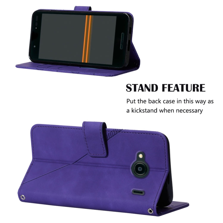 For Kyocera Qua Phone QX KYV42 Crossbody 3D Embossed Flip Leather Phone Case