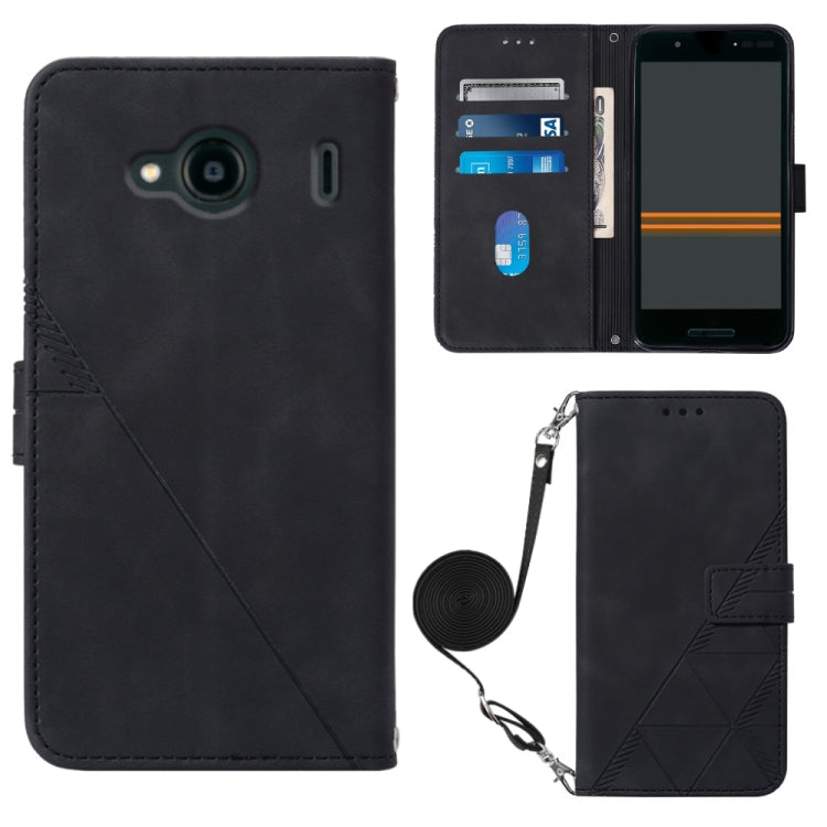 For Kyocera Qua Phone QX KYV42 Crossbody 3D Embossed Flip Leather Phone Case