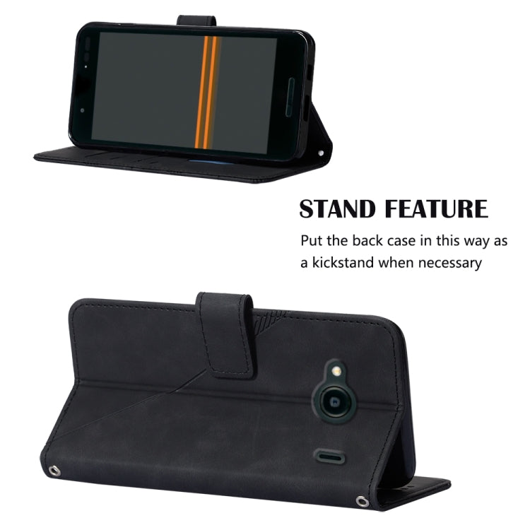 For Kyocera Qua Phone QX KYV42 Crossbody 3D Embossed Flip Leather Phone Case