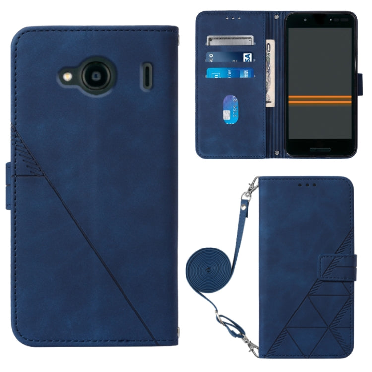 For Kyocera Qua Phone QX KYV42 Crossbody 3D Embossed Flip Leather Phone Case