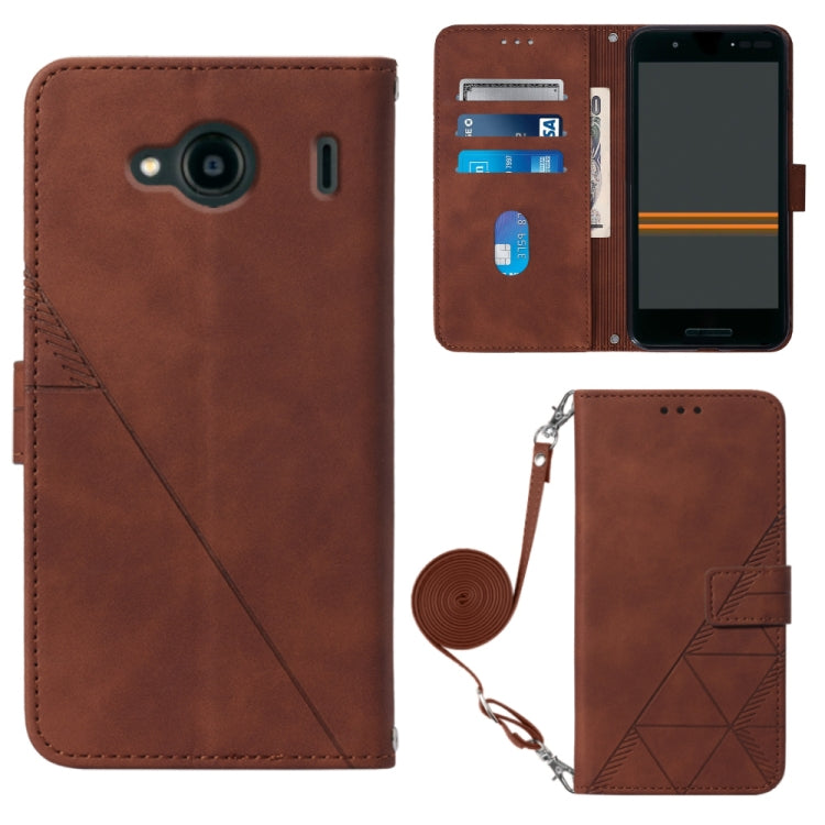 For Kyocera Qua Phone QX KYV42 Crossbody 3D Embossed Flip Leather Phone Case