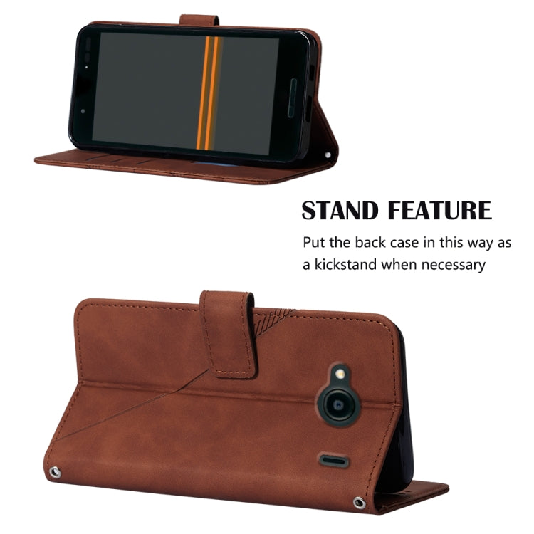 For Kyocera Qua Phone QX KYV42 Crossbody 3D Embossed Flip Leather Phone Case