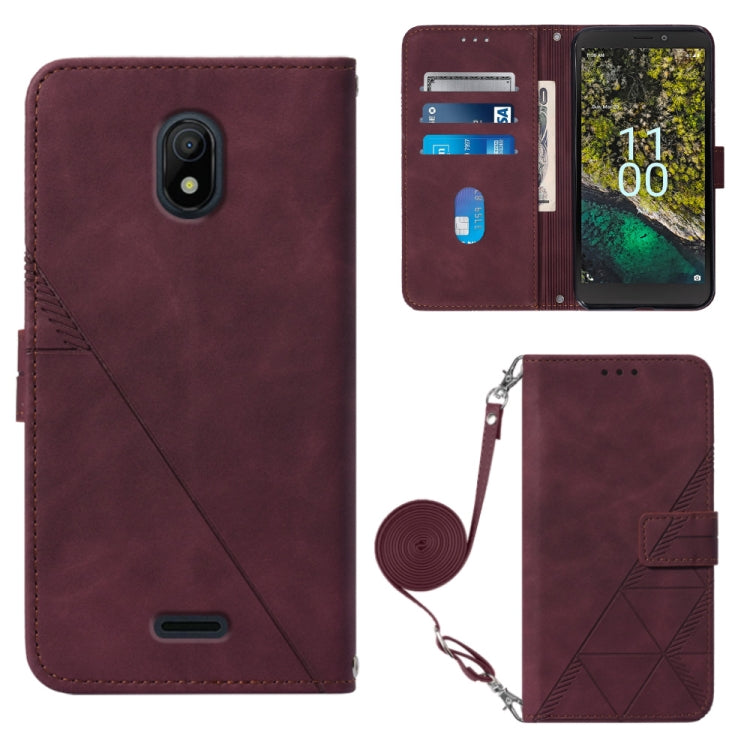 For Nokia C100 Crossbody 3D Embossed Flip Leather Phone Case